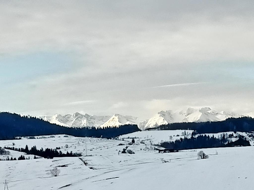 Widok na Trzy Korony z tarasu